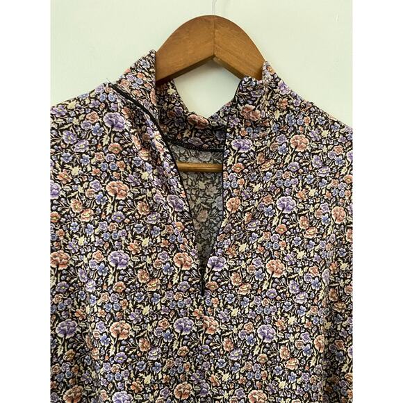 Rebecca Taylor Modal Wool Mock Neck Floral Top Lavish Garden Purple EUC Large - Picture 8 of 10